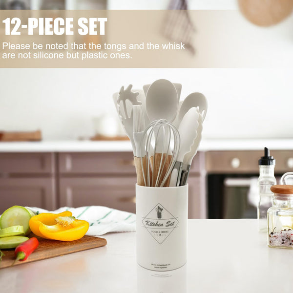 12 Piece Silicone Kitchen Utensil Set With Holder Cooking Utensils