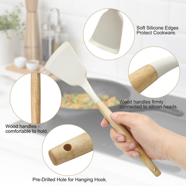 12 Piece Silicone Kitchen Utensil Set With Holder Cooking Utensils