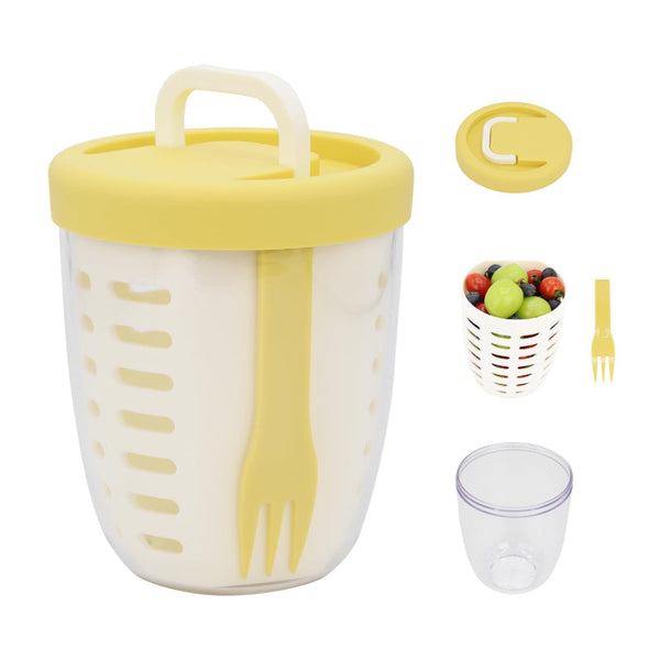 Salad Cup With Fork And Colander Yellow Colanders Strainers & Sifters