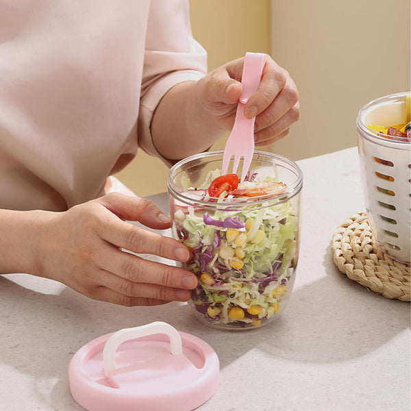 Salad Cup With Fork And Colander Yellow Colanders Strainers & Sifters