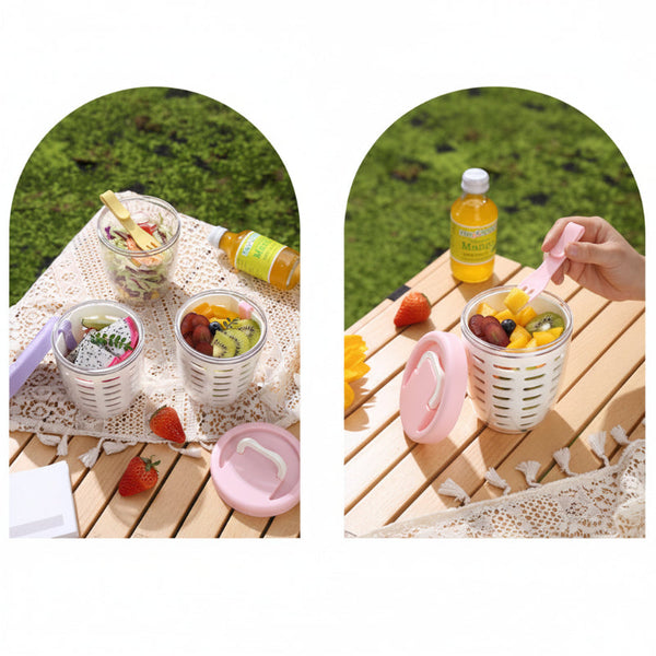 Salad Cup With Fork And Colander Yellow Colanders Strainers & Sifters