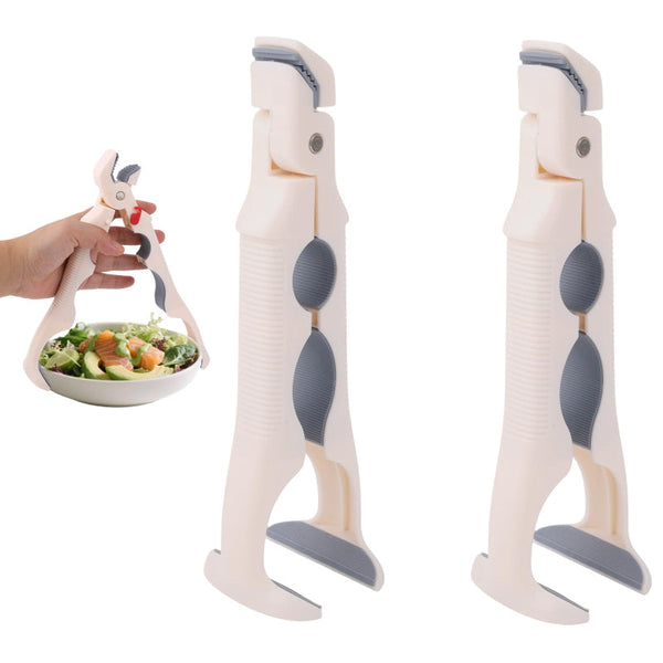 2 Piece Beige Anti Slip Hot Dish Gripper For Kitchen & Airfryer Tongs