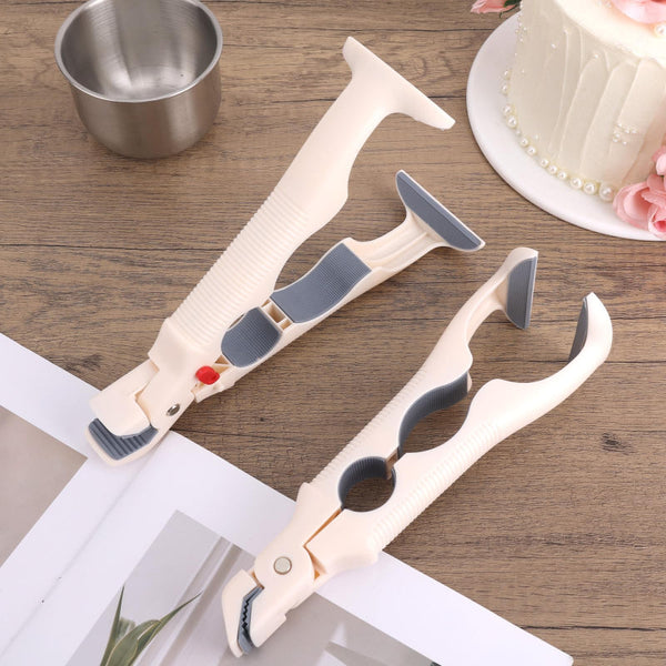 2 Piece Beige Anti Slip Hot Dish Gripper For Kitchen & Airfryer Tongs