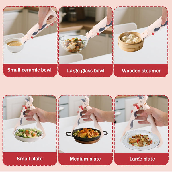 2 Piece Beige Anti Slip Hot Dish Gripper For Kitchen & Airfryer Tongs