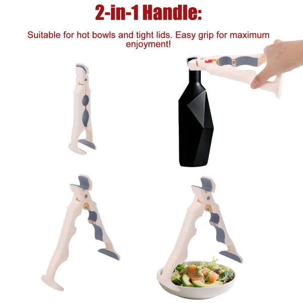 2 Piece Beige Anti Slip Hot Dish Gripper For Kitchen & Airfryer Tongs