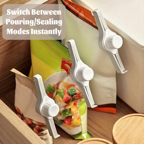4 Pack Gray Bag Clips With Spout For Airtight Food Storage Other Kitchen Gadgets