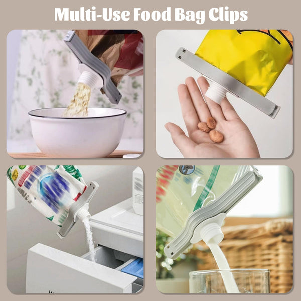 4 Pack Gray Bag Clips With Spout For Airtight Food Storage Other Kitchen Gadgets