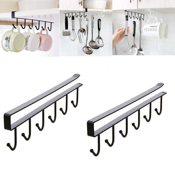 Black Kitchen Hanging Rack Organizer Set Of 2 Racks & Holders