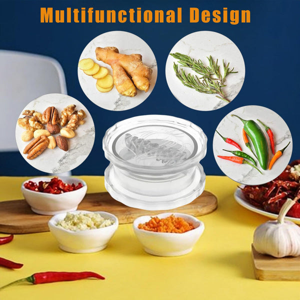 Garlic Press Cutter Grater Ginger Mill Herb Grinder Crusher Kitchen Gadget Manual Twist System Aid Chopper Dishwasher Safe Transparent 1 Piece Garlic