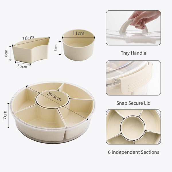 Rotating Fruit Platter With Lid And Compartments White Platters