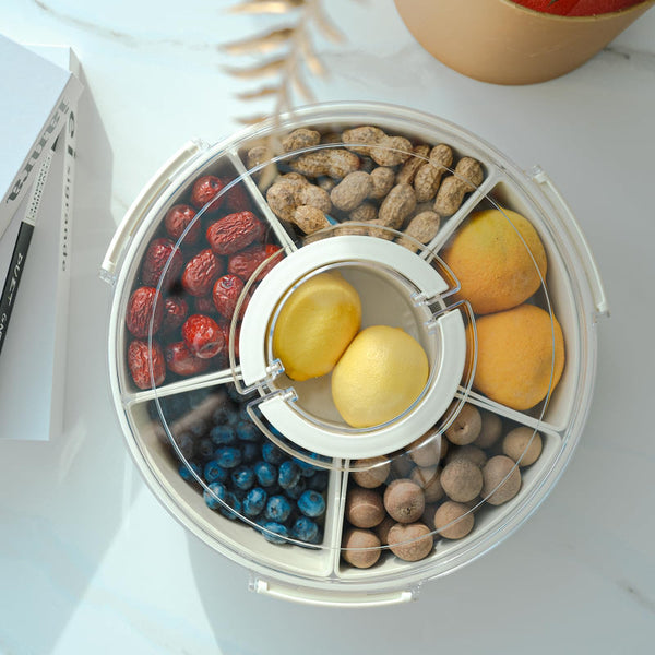 Rotating Fruit Platter With Lid And Compartments White Platters