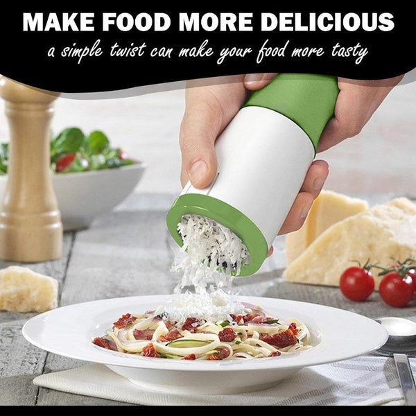 Cheese Mill Grater Parmesan Herb Manual Nut Grinder Chocolate Kitchen Aid Rotating Utensils Stainless Steel Blades Hard Dishwasher Safe White And Gree