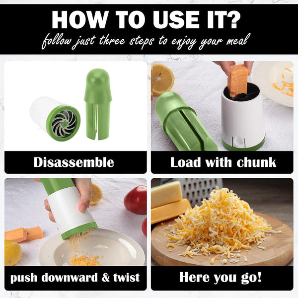 Cheese Mill Grater Parmesan Herb Manual Nut Grinder Chocolate Kitchen Aid Rotating Utensils Stainless Steel Blades Hard Dishwasher Safe White And Gree