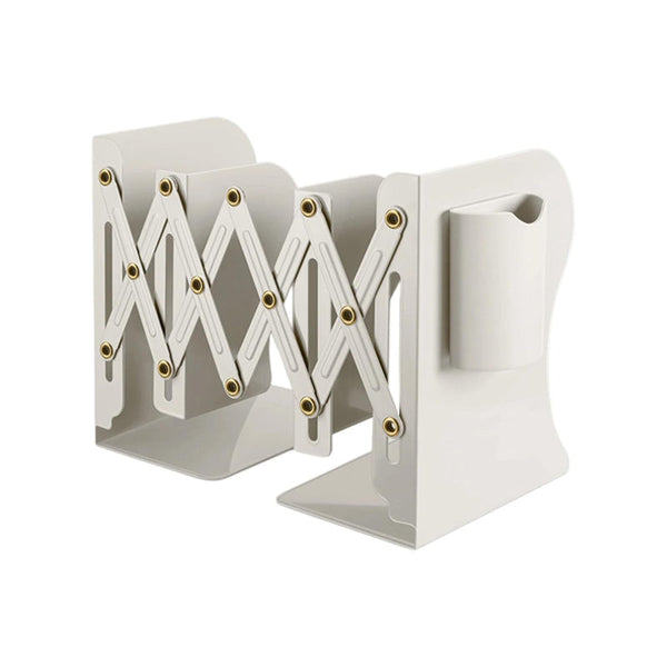 Extendable Metal Bookends With Storage White Book Stands