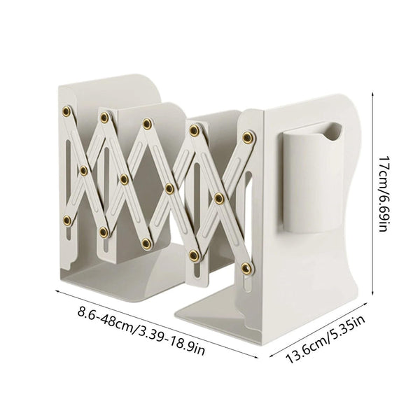 Extendable Metal Bookends With Storage White Book Stands