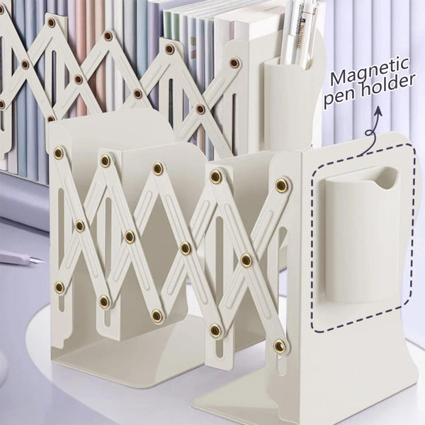 Extendable Metal Bookends With Storage White Book Stands
