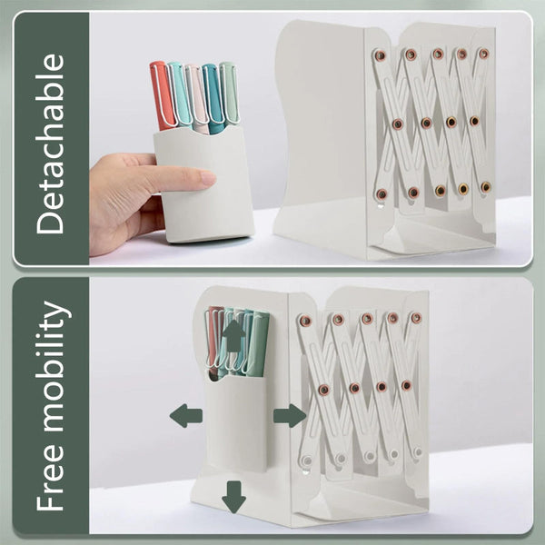 Extendable Metal Bookends With Storage White Book Stands