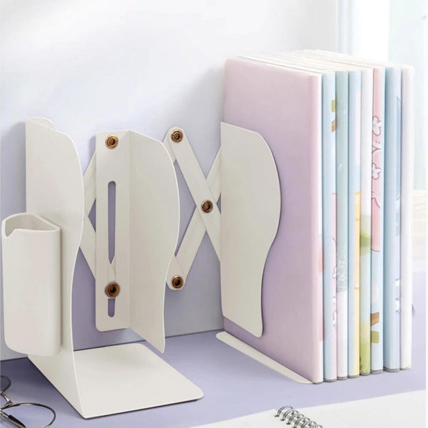 Extendable Metal Bookends With Storage White Book Stands