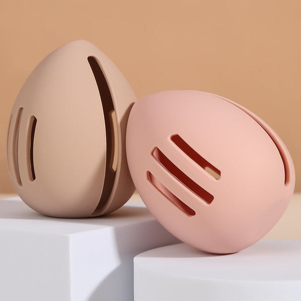 Makeup Sponge Holder Beauty Case Organizer Storage Box Egg Travel Cosmetic Accessories Gift For Women Toiletry Bag Protective Cover Silicone Nude Pink