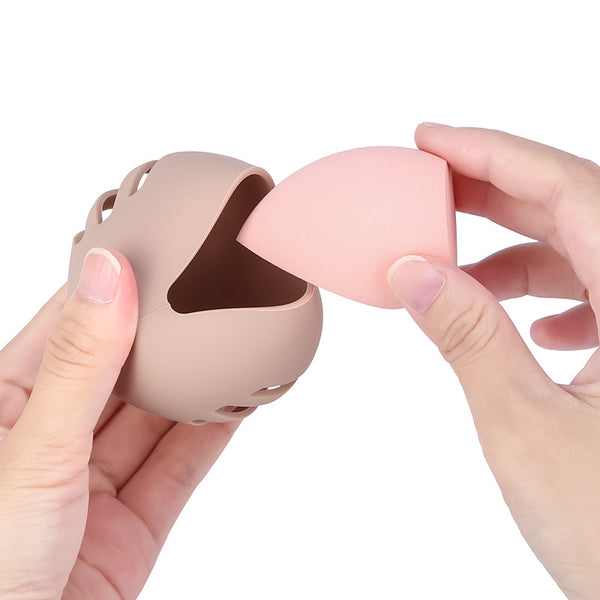 Makeup Sponge Holder Beauty Case Organizer Storage Box Egg Travel Cosmetic Accessories Gift For Women Toiletry Bag Protective Cover Silicone Nude Pink