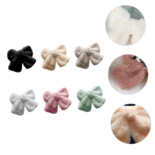 Plush Bow Hair Clip Set 6 Pieces For Women & Girls Hair Accessories
