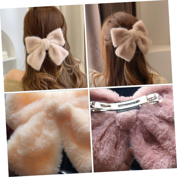 Plush Bow Hair Clip Set 6 Pieces For Women & Girls Hair Accessories