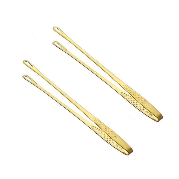 Meat Tongs Barbecue Kitchen Serving Cooking Tweezers Grill Gourmet Bbq Accessories Chef Utensils Turning Korean Professional Stainless Steel Gold 2 Pi