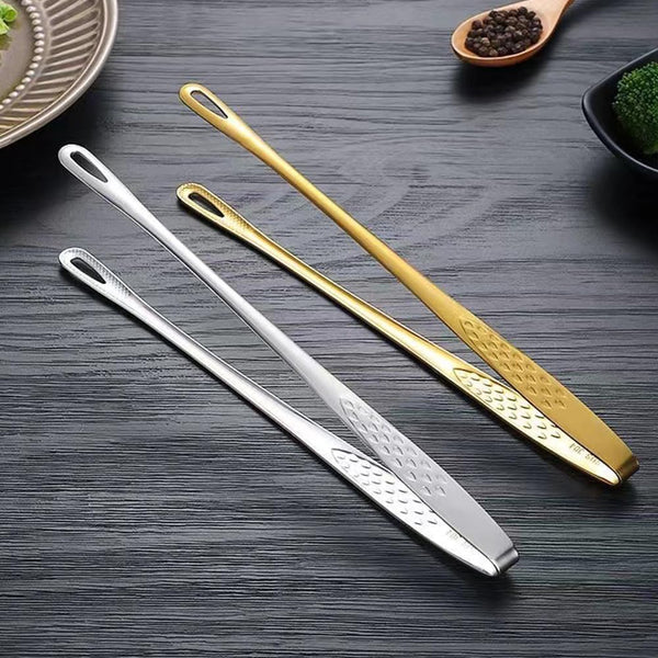 Meat Tongs Barbecue Kitchen Serving Cooking Tweezers Grill Gourmet Bbq Accessories Chef Utensils Turning Korean Professional Stainless Steel Gold 2 Pi