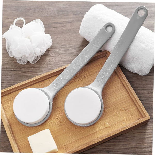 Back Brush With Long Handle Bath Shower Scrubber Sponge On Bathroom Accessories Supplies Scrubbing Hangable Gray 2 Pieces Bath Brushes & Sponges