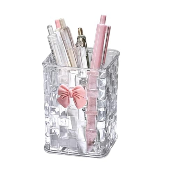 Desk Organizer Storage Basket Box Accessories Pen Tray Bathroom Cabinet Furniture Bow Transparent White 1 Piece Storage Bins & Baskets