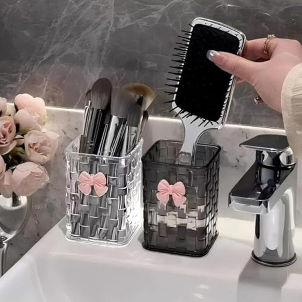 Desk Organizer Storage Basket Box Accessories Pen Tray Bathroom Cabinet Furniture Bow Transparent White 1 Piece Storage Bins & Baskets