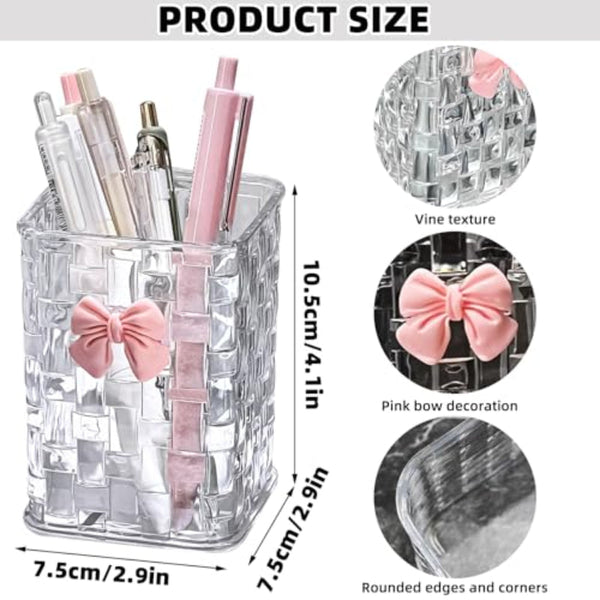 Desk Organizer Storage Basket Box Accessories Pen Tray Bathroom Cabinet Furniture Bow Transparent White 1 Piece Storage Bins & Baskets