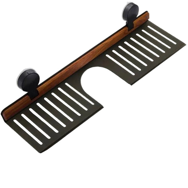 Wall Shelf Bath Shower Rack Towel Mirror Cabinet Storage Draining Bathroom Furniture Box Basket Toilet Walnut Black 1 Piece Wall Shelves