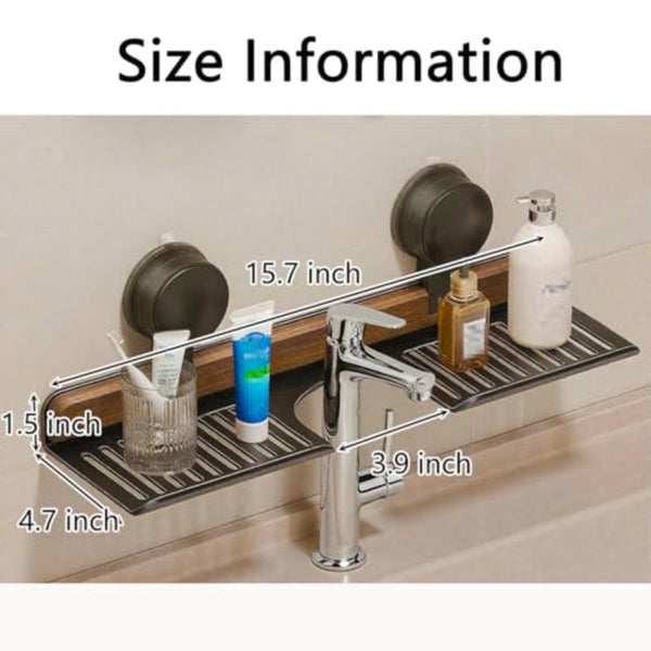 Wall Shelf Bath Shower Rack Towel Mirror Cabinet Storage Draining Bathroom Furniture Box Basket Toilet Walnut Black 1 Piece Wall Shelves