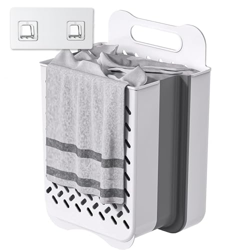 Laundry Basket Folding Wall Shelf Bath Bathroom Rack Storage Organizer Foldable Silicone Furniture Toilet Black 1 Piece Laundry Baskets & Hampers