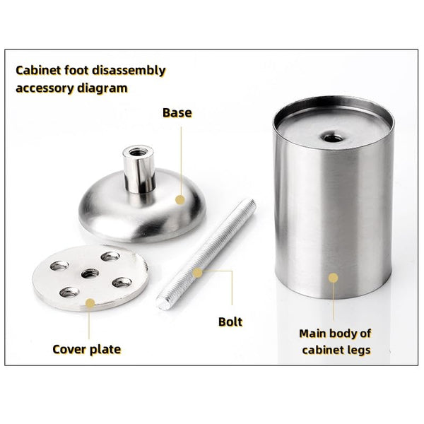 4X Stainless Steel Cabinet Legs 10Cm Adjustable Height Furniture Feet Furniture Parts