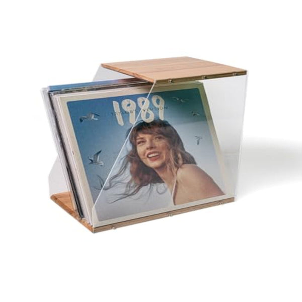 Lp Vinyl Organizer Desk Storage Basket Box Accessories Display Cabinet Sideboard Record Player Cd Transparent White Wood 1 Piece Storage Bins & Basket