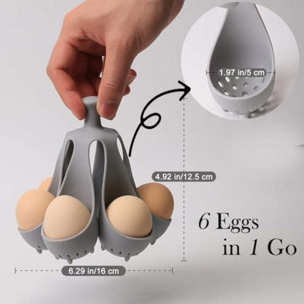 Egg Cooker Baking Supplies 6 Eggs Carton Kitchen Utensils Mold Silicone Gray 1 Piece Other Kitchen Gadgets