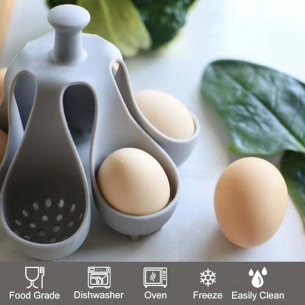 Egg Cooker Baking Supplies 6 Eggs Carton Kitchen Utensils Mold Silicone Gray 1 Piece Other Kitchen Gadgets