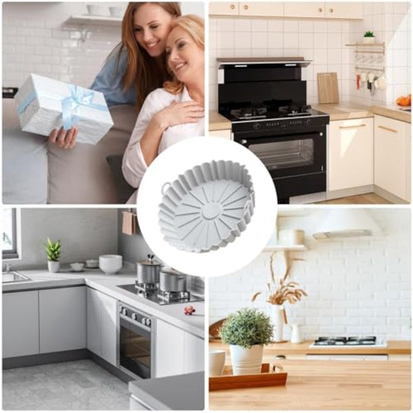 Baking Supplies Airfryer Tray Kitchen Utensils Pan Cake Moulds Silicone Mat Gray Round 1 Piece Baking Trays