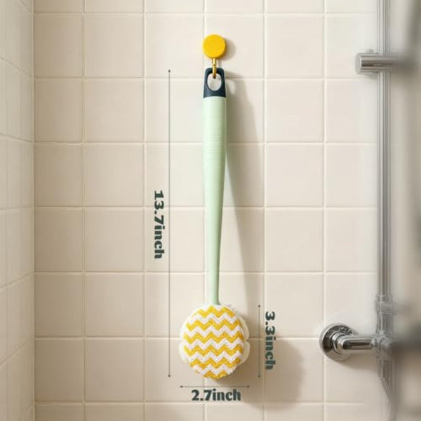 Brush Bath Shower Scrub Dry Body Long Handled Sponge Scrubbing Back Double Sided Green 1 Piece Bath Brushes & Sponges