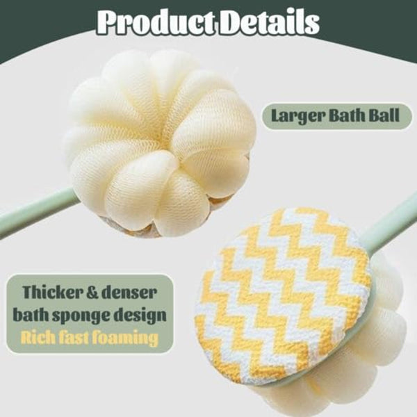 Brush Bath Shower Scrub Dry Body Long Handled Sponge Scrubbing Back Double Sided Green 1 Piece Bath Brushes & Sponges