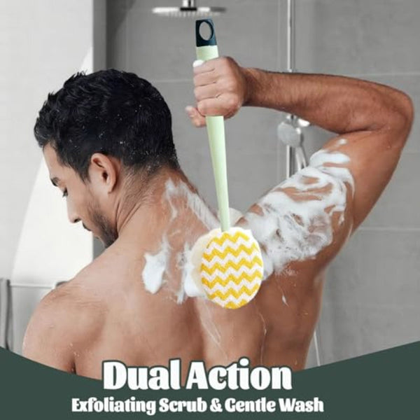 Brush Bath Shower Scrub Dry Body Long Handled Sponge Scrubbing Back Double Sided Green 1 Piece Bath Brushes & Sponges