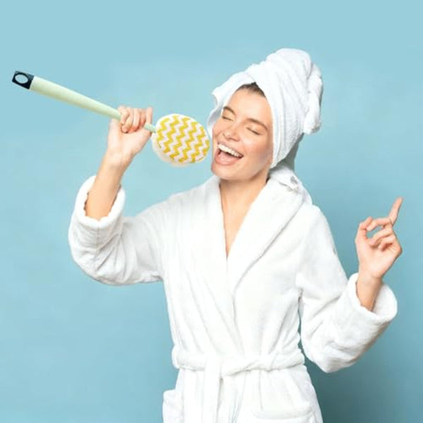 Brush Bath Shower Scrub Dry Body Long Handled Sponge Scrubbing Back Double Sided Green 1 Piece Bath Brushes & Sponges