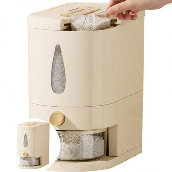 5Kg Airtight Rice Dispenser With Measuring Cup White Kitchen Storage Storage Boxes