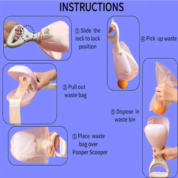 Dog Poop Bags Scoop Small Dogs Medium Large Contactless Hands Free Waste Disposal Portable Bring Your Own Pets 2 In 1 With Rolls Of And Dispenser Pack
