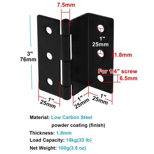 Hinges Triple Cabinets Kitchen Wardrobe Wooden Door Stopper Trash Can Suitcase Hand Luggage Iron Black 6 Pieces Door Hinges