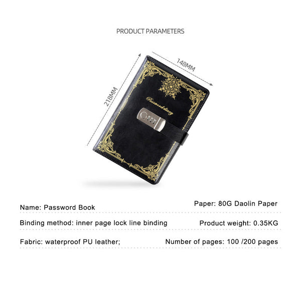 Diary Journal With Lock Password Book Notebook A5 For Adults Books Retro Creative Christmas Gifts Women Men 1 Piece Diaries Journals