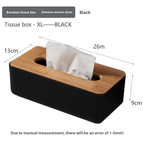 Tissue Box Holder Bamboo Lid Bathroom Accessories Toilet Organiser Living Room Decoration Rectangular Black 1 Piece Tissue Box Covers