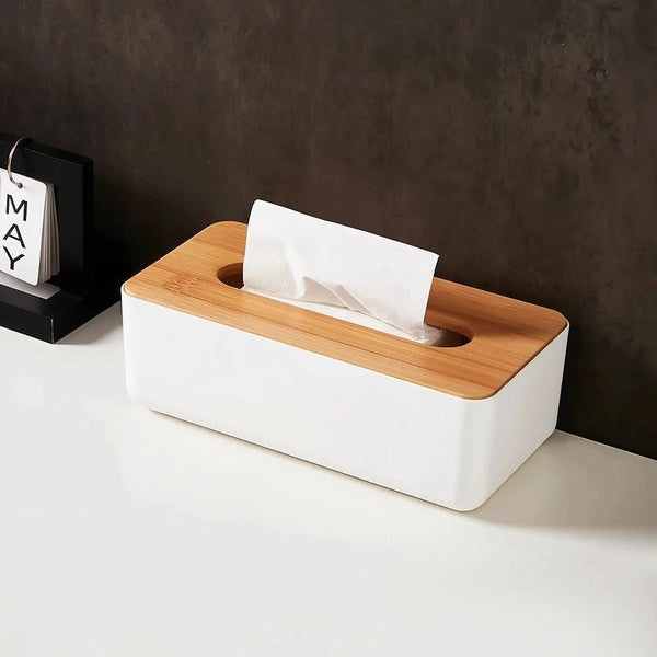 Tissue Box Holder Bamboo Lid Bathroom Accessories Toilet Organiser Living Room Decoration Rectangular Black 1 Piece Tissue Box Covers